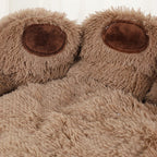 Panier Esprit Chat en peluche marron douce et respirante avec motif de coussinets pour le confort hivernal