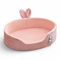 Panier pour chat Esprit Chat rose en tissu doux avec des oreilles de lapin et une fleur décorative