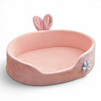 Panier pour chat Esprit Chat rose en tissu doux avec des oreilles de lapin et une fleur décorative