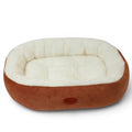 Panier pour chat Esprit Chat ovale en peluche douce marron et blanc pour un confort optimal