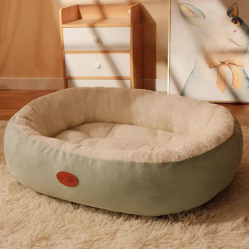 Panier nid Esprit Chat vert sauge avec intérieur en peluche douce pour le confort de votre animal