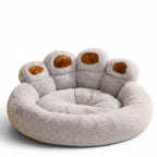Panier Esprit Chat en forme de patte d'animal gris et marron, en peluche douce et confortable pour chat en hiver