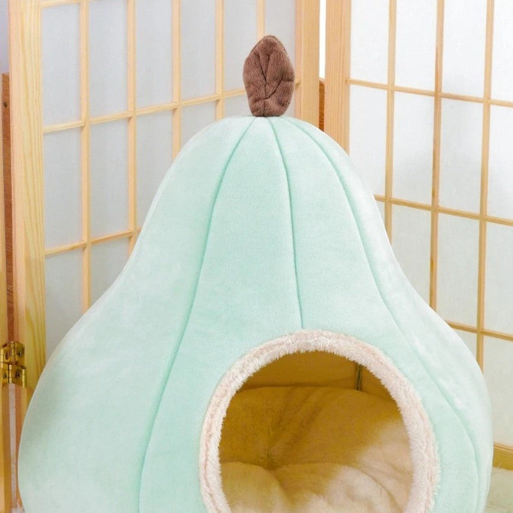 Panier pour chat Esprit Chat en forme de poire vert menthe en peluche douce et confortable
