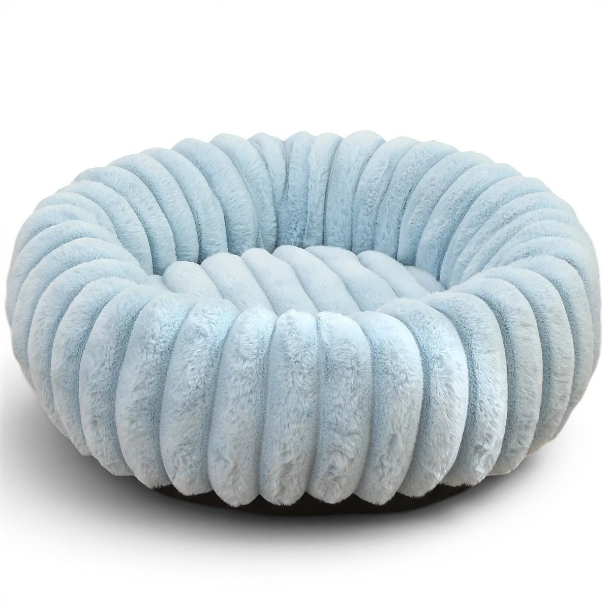 Panier rond Esprit Chat bleu ciel en peluche douce pour le confort et la chaleur des animaux de compagnie