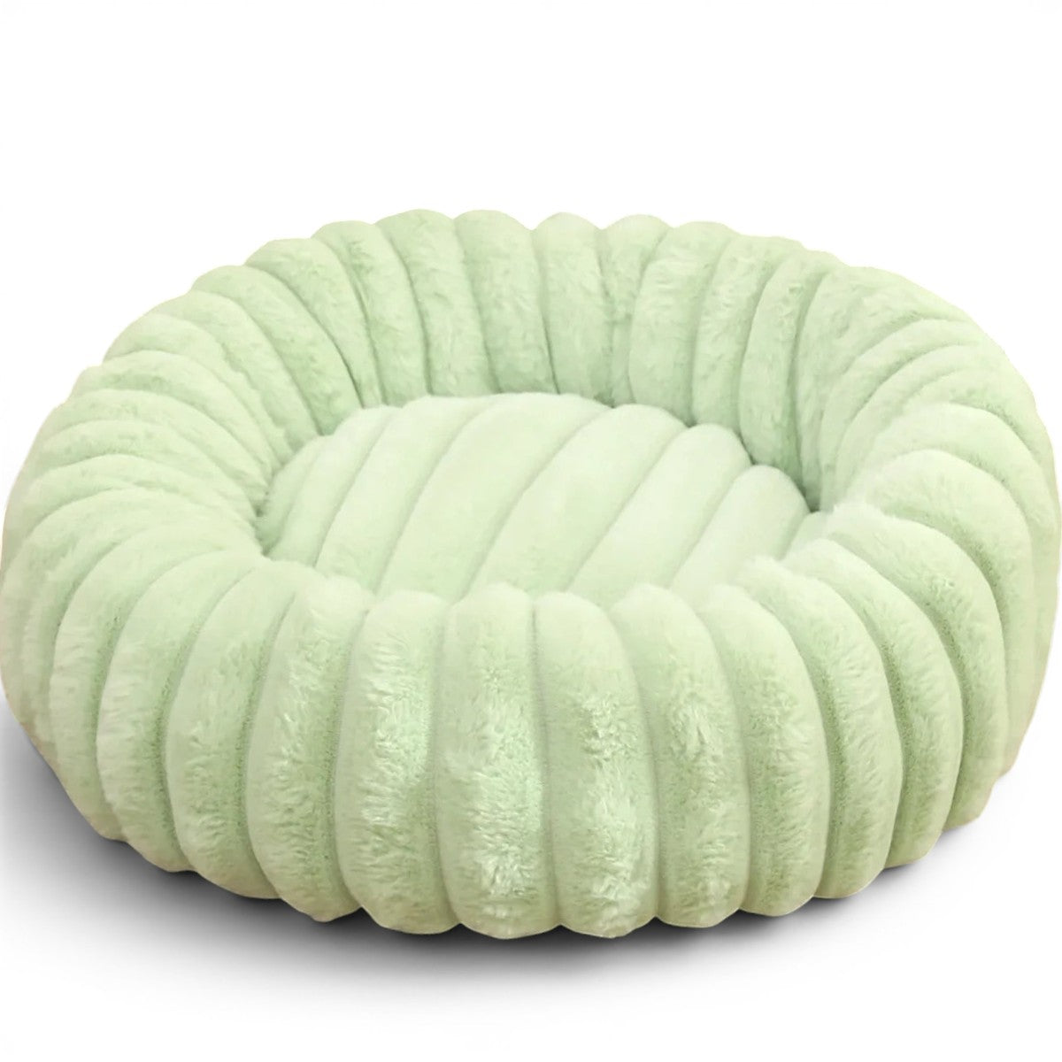 Panier rond Esprit Chat en peluche vert menthe, doux et confortable pour le repos des animaux