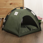 Panier tente pour chat Esprit Chat vert olive en tissu respirant, offrant un refuge douillet et sécurisant.