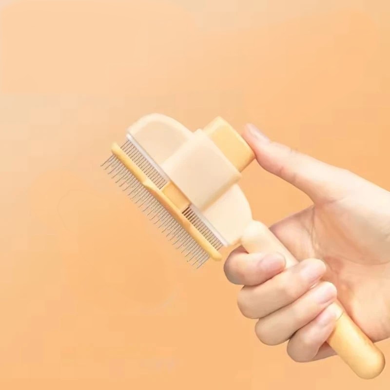 Peigne de toilettage Esprit Chat beige avec brosse autonettoyante pour chat