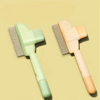 Peigne de toilettage Esprit Chat en plastique avec dents en métal pour démêler les poils de chat, vert et beige