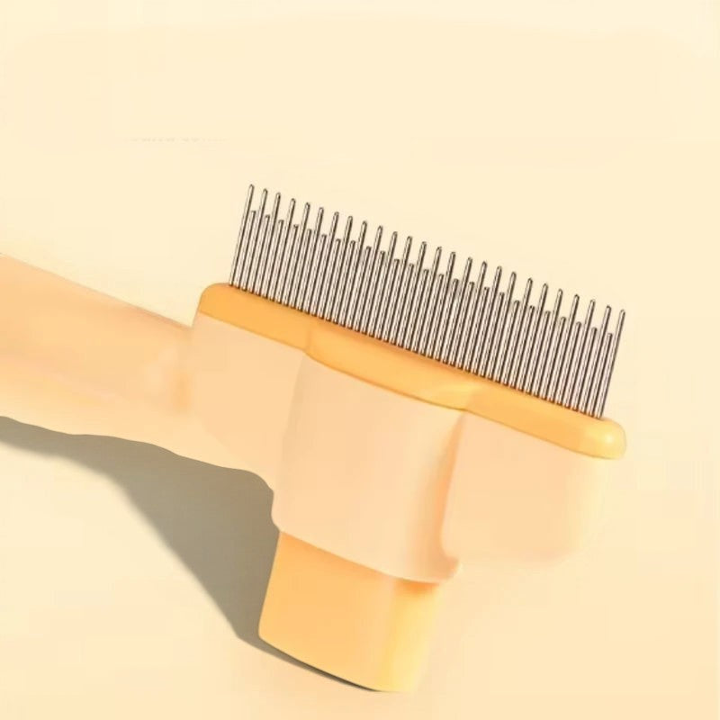 Peigne de toilettage Esprit Chat en plastique jaune avec dents en acier inoxydable pour le soin du pelage des chats
