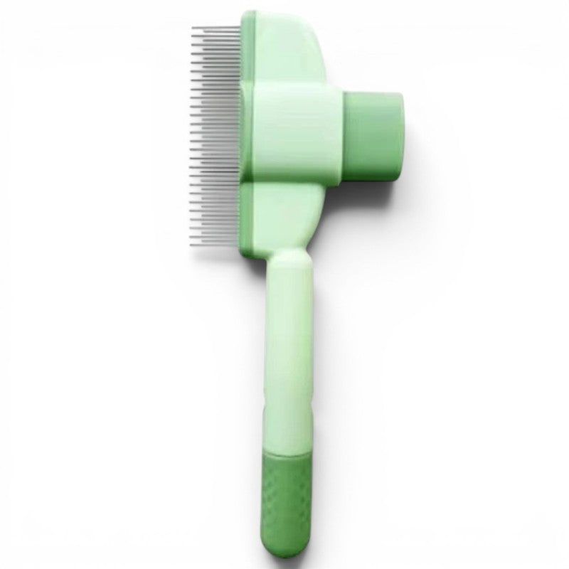 Peigne de toilettage Esprit Chat vert en plastique avec dents en acier inoxydable pour le soin du pelage des chats