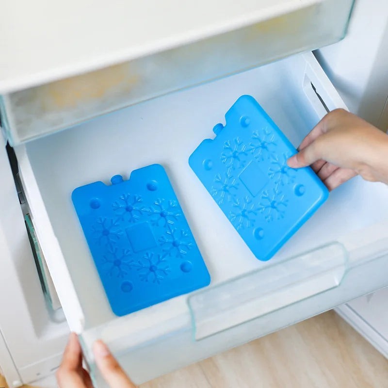 Plaques de glace réutilisables bleues Esprit Chat pour glacière, en PVC avec motifs de flocons de neige en relief