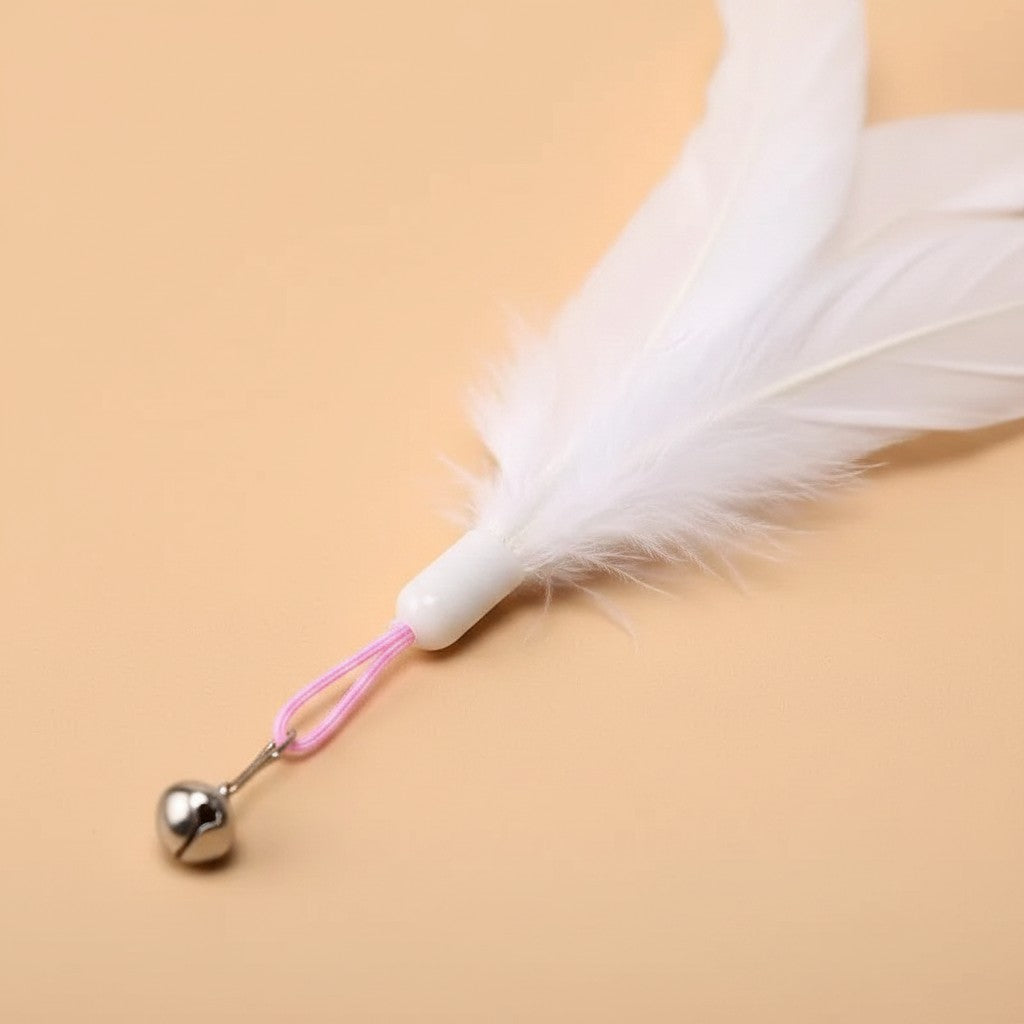 Plume blanche Esprit Chat avec grelot pour jouet interactif de chat, accessoire stimulant en plumes naturelles