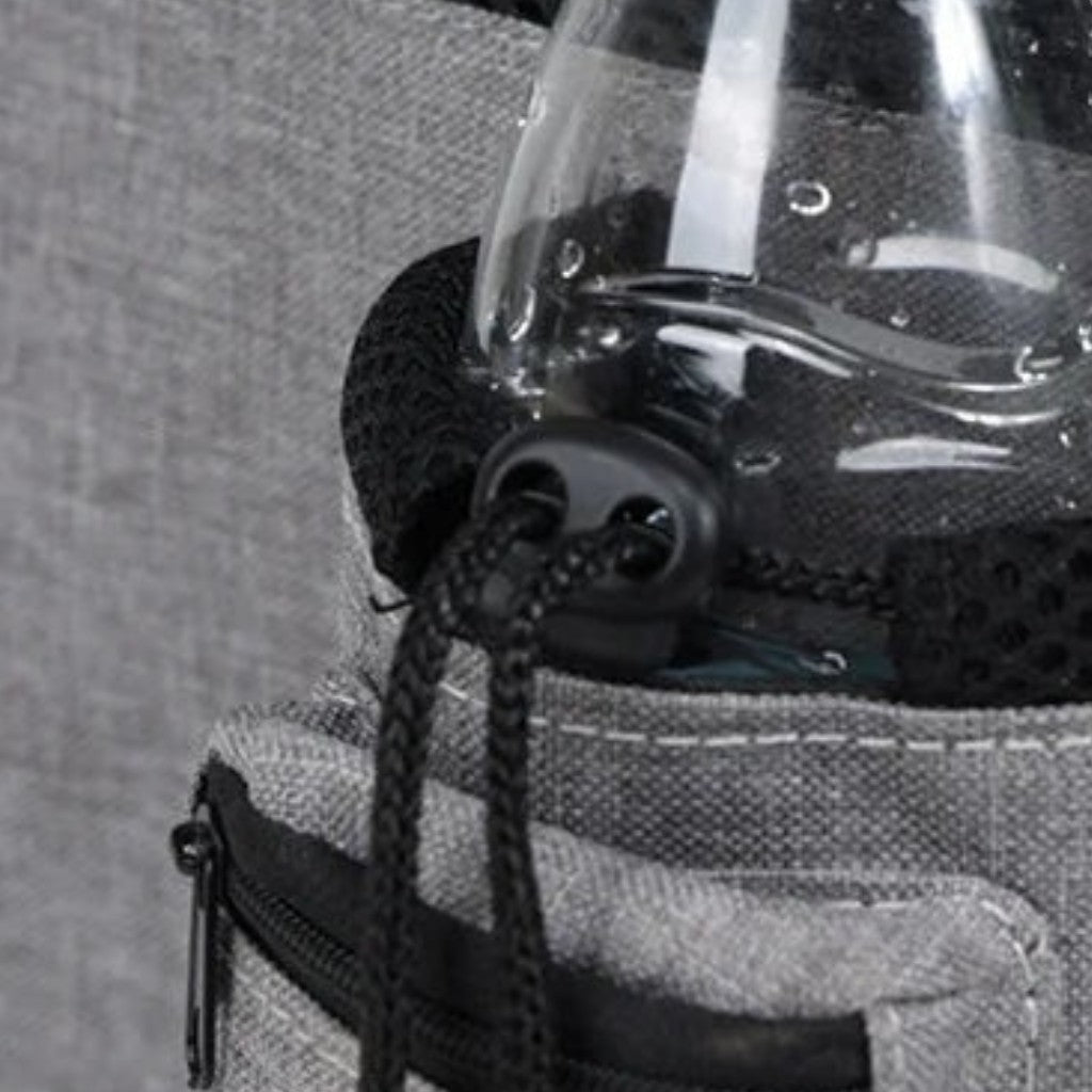 Poche latérale grise en tissu oxford avec cordon de serrage pour bouteille sur sac Esprit Chat