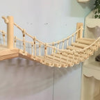 Pont suspendu en bois pour chat Esprit Chat fixé au mur avec des cordes de sécurité pour grimper