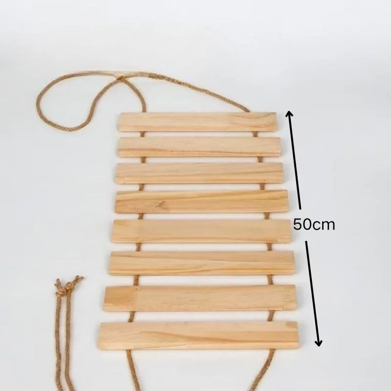 Pont suspendu en bois Esprit Chat pour arbre à chat mural, 50 cm de long avec cordes en sisal naturel