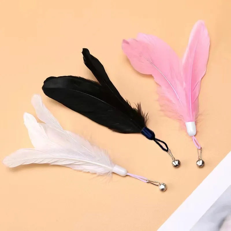 Accessoires de remplacement Esprit Chat : têtes de plumes colorées avec grelot pour jouet interactif pour chat