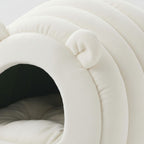 Sac de couchage Esprit Chat en velours côtelé blanc avec oreilles mignonnes pour le confort de votre félin