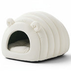 Sac de couchage Esprit Chat en velours côtelé blanc en forme d'igloo avec oreilles d'ours pour chat