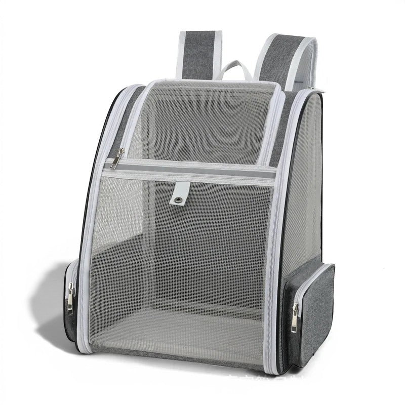 Sac à dos de transport Esprit Chat gris en fibre avec larges panneaux en maille respirante et fermeture éclair