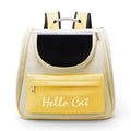 Sac à dos de transport pour chat Esprit Chat jaune et beige en tissu synthétique avec poche zippée Hello Cat