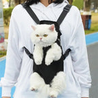 Sac à dos porte-chat Esprit Chat noir en nylon respirant avec design pattes sorties pour transport confortable