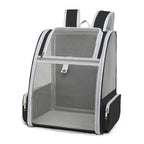 Sac à dos de transport Esprit Chat en fibre noire et filet gris pour chat ou petit chien jusqu'à 6kg