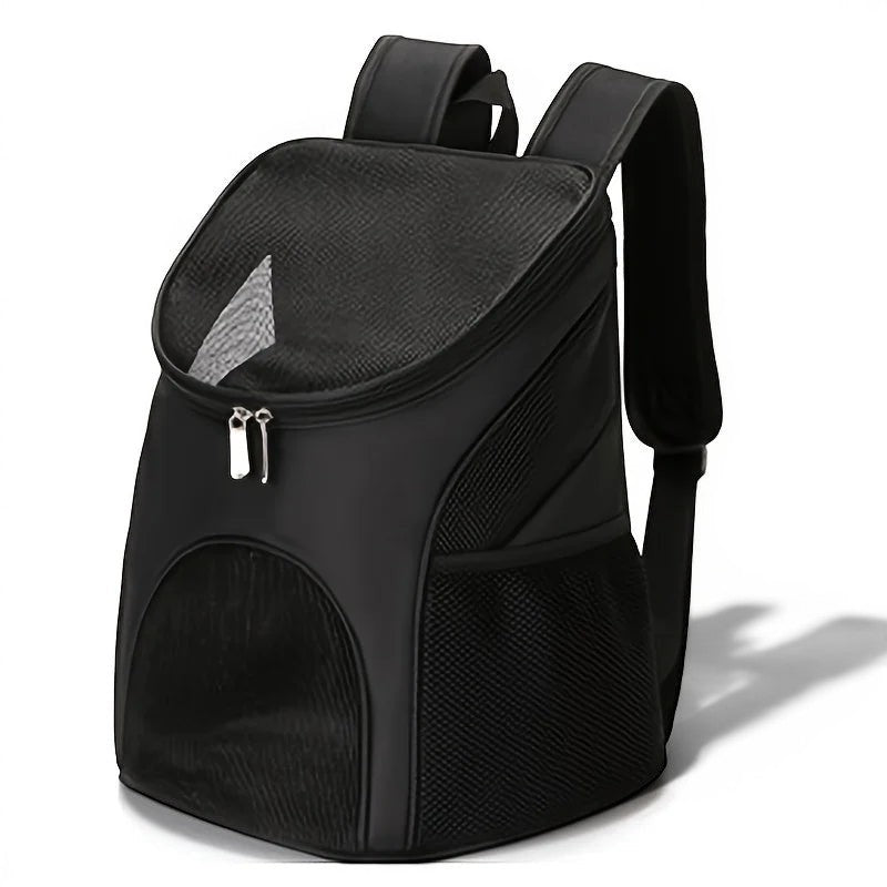 Sac à dos de transport Esprit Chat noir en nylon respirant pour chat ou petit chien, idéal pour les voyages sportifs.