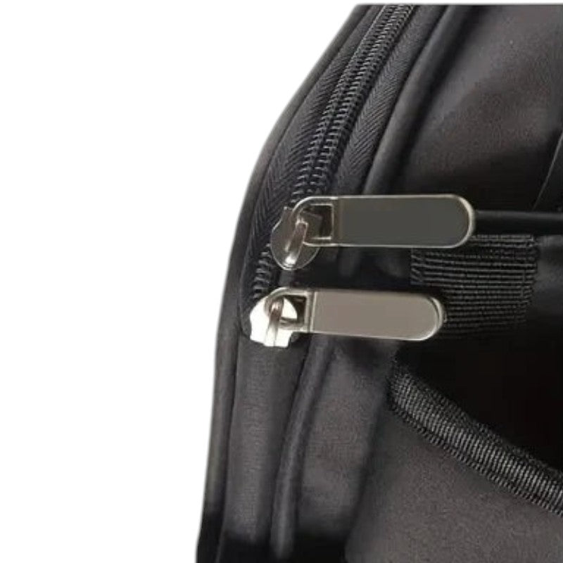 Détails du sac à dos de transport Esprit Chat en nylon noir respirant avec fermetures éclair et filet de ventilation