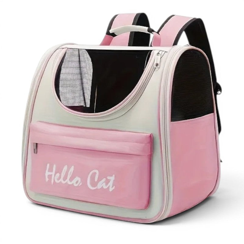 Sac à dos de transport Esprit Chat rose et blanc avec fenêtre en filet et fermeture éclair pour chat
