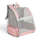 Sac à dos de transport pour chat Esprit Chat rose en fibre avec large fenêtre en filet respirant et fermeture éclair