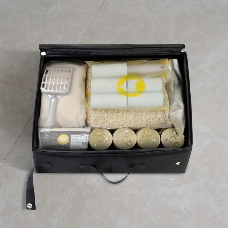 Sac de rangement Esprit Chat noir pliable pour accessoires de litière et nourriture pour chat