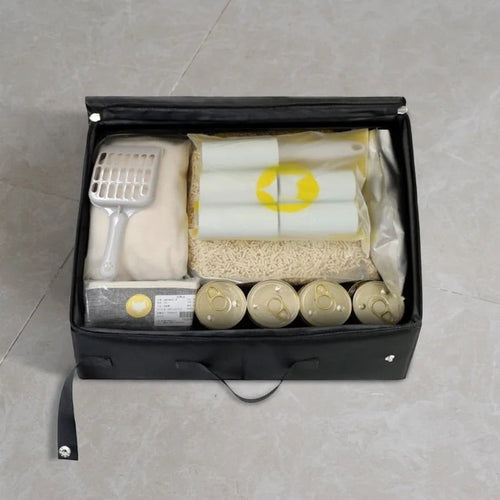 Sac de rangement Esprit Chat noir pliable pour accessoires de litière et nourriture pour chat