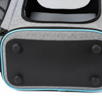 Base renforcée Esprit Chat avec pieds antidérapants pour sac de transport extensible en nylon gris et bleu