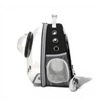 Sac de transport bulle pour chat Esprit Chat en PVC et tissu Oxford noir avec fenêtre transparente et aérations.