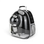 Sac de transport bulle pour chat Esprit Chat en PVC et tissu Oxford noir avec fenêtre transparente et aérations.