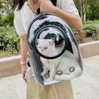 Sac de transport bulle transparent noir en PVC et tissu Oxford par Esprit Chat, avec fenêtre panoramique pour chat.