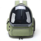 Sac à dos de transport Esprit Chat vert en nylon avec hublot bulle transparent pour chat