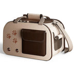 Sac de transport pour chat Esprit Chat beige et marron en tissu synthétique avec bandoulière et motifs de pattes