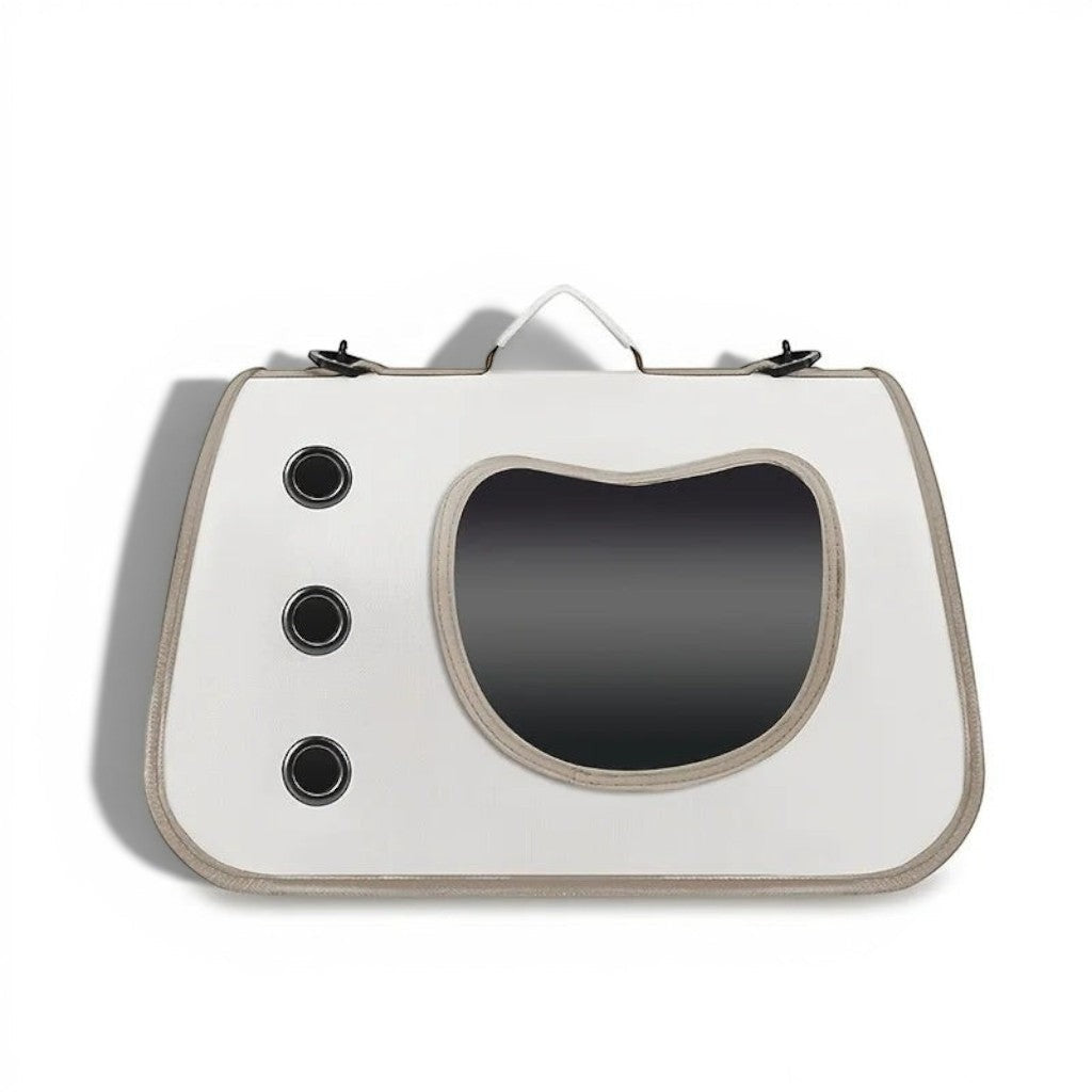 Sac de transport Esprit Chat blanc en tissu Oxford avec fenêtre en forme de cœur pour petits animaux