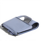 Sac de transport pliable pour chat Esprit Chat en nylon bleu avec fermeture éclair, vue latérale repliée