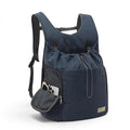 Sac de transport Esprit Chat bleu marine souple pour chat, style sac à dos avec poches latérales pratiques.