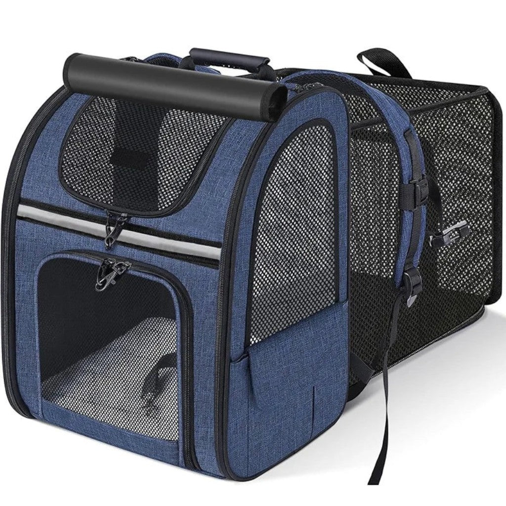 Sac de transport extensible Esprit Chat en tissu oxford bleu avec panneaux en maille respirante et fermeture zippée