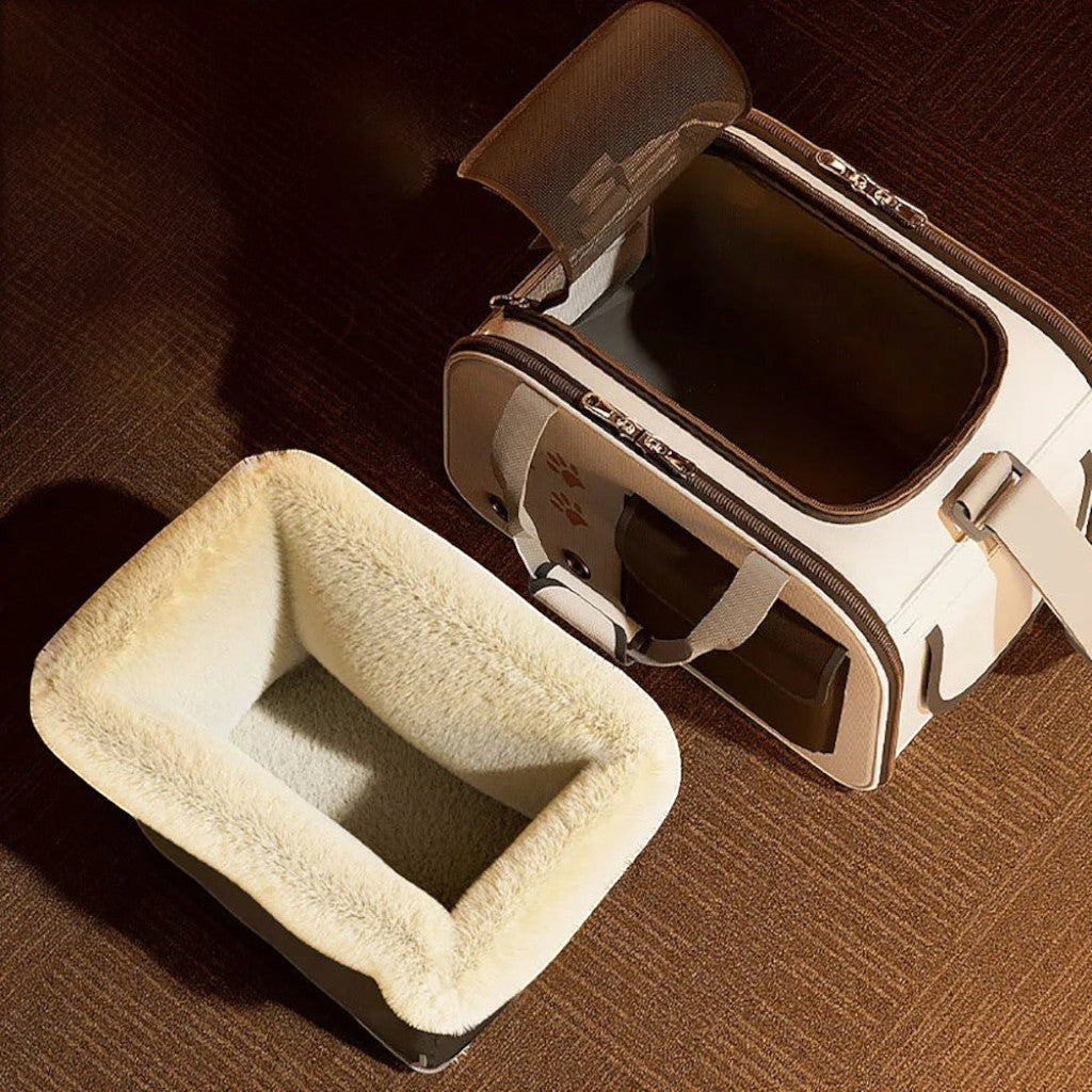 Sac de transport Esprit Chat pour chaton avec doublure en fourrure amovible et fermeture éclair