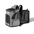 Sac de transport pliable en nylon gris pour chat, avec fenêtres en maille et fermeture éclair, idéal pour les grands chats jusqu'à 6,5 kg.