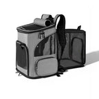 Sac de transport pliable en nylon gris pour chat, avec fenêtres en maille et fermeture éclair, idéal pour les grands chats jusqu'à 6,5 kg.