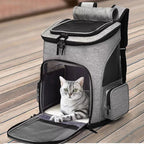 Sac de transport pliable pour chat Esprit Chat en nylon gris, avec fenêtre en maille et fermeture éclair.