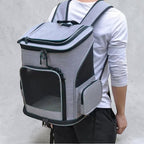 Sac de transport pliable pour chat Esprit Chat en nylon gris avec fenêtres en maille pour une ventilation optimale.