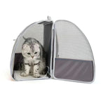 Sac de transport Esprit Chat gris en fibre avec filet pour chat jusqu'à 6kg, ouverture zippée pratique