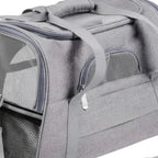 Sac de transport souple Esprit Chat gris en tissu oxford avec fermetures éclair et panneaux en maille aérée