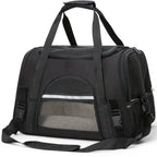 Sac de transport souple noir Esprit Chat en tissu oxford avec fermetures éclair et panneaux en maille aérée